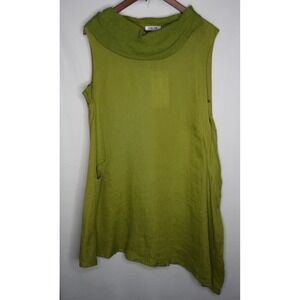 Banana Blue Australia Linen Tunic Chartreuse Sleeveless Pocket Top NWT Women's S